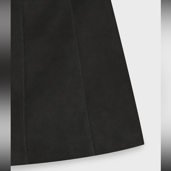 Zara Leather Suede Mid rise Mini Skirt STEVEN MEISEL Black button M NWT $230 - Picture 11 of 16